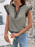Striped Ruffle Sleeve Blouse