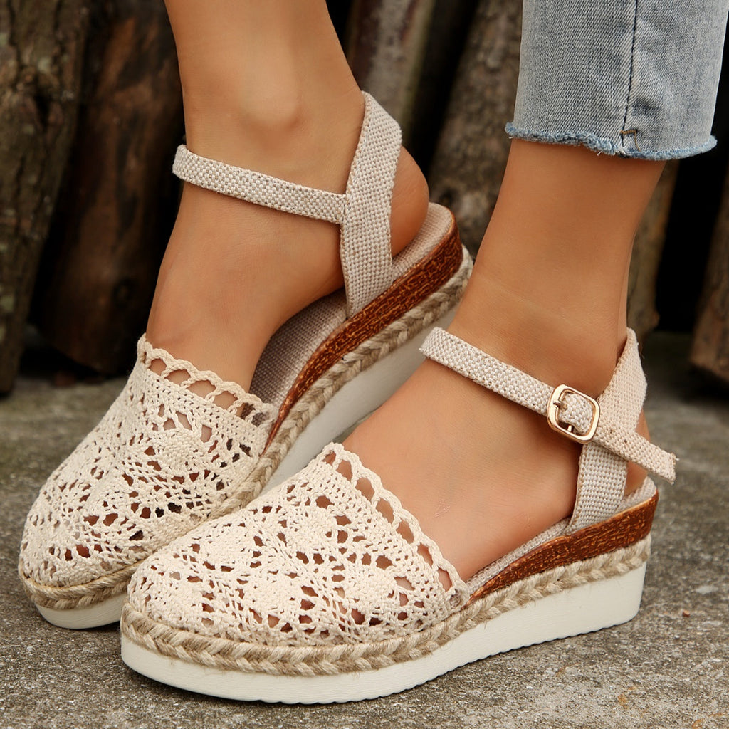 Round Toe Wedge Sandals
