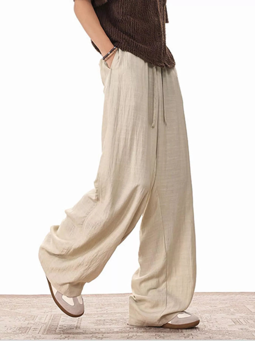 Men's Plus Size Wide Leg Drawstring Pants