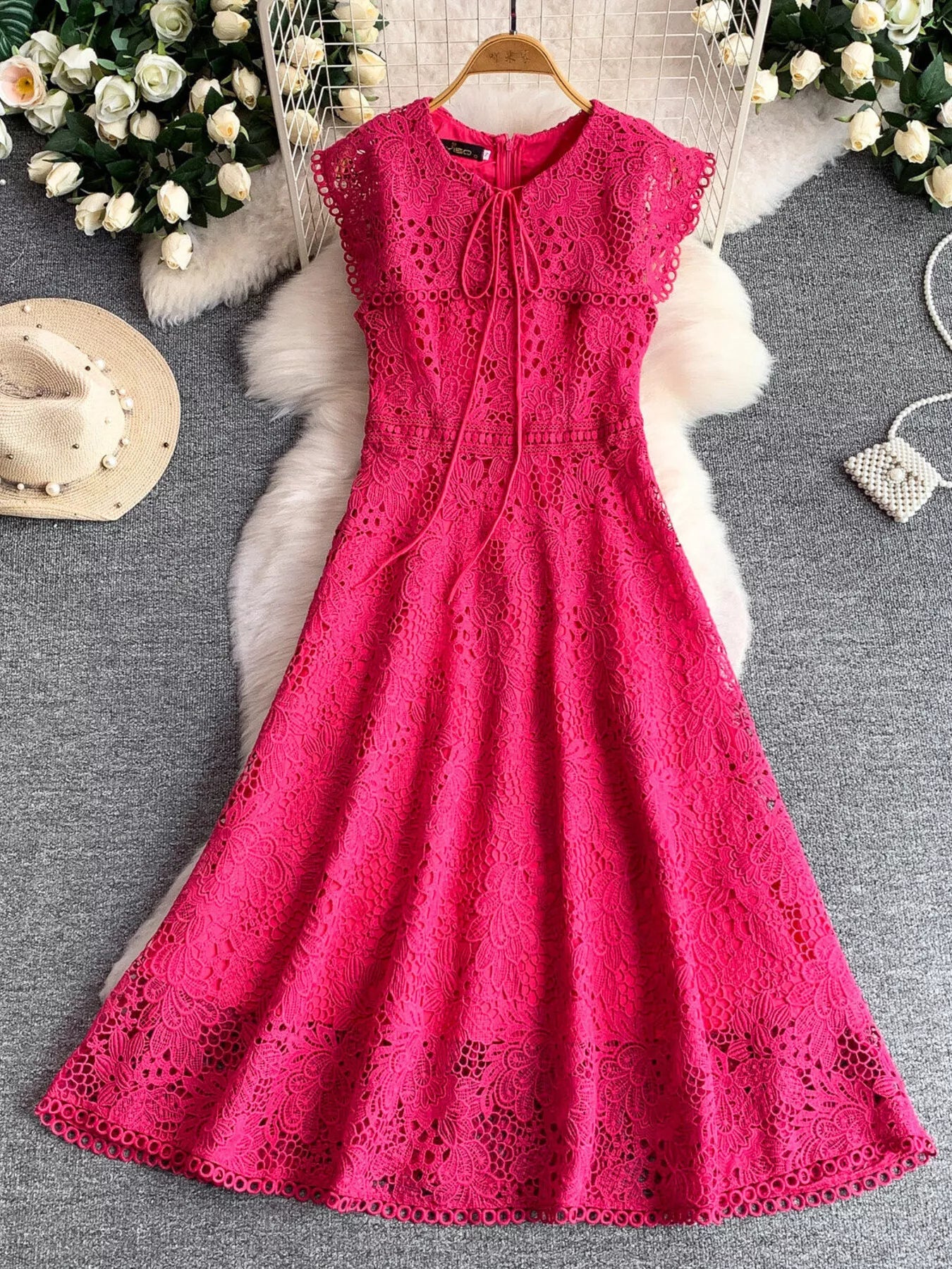 Lace Sleeveless A-Line Dress