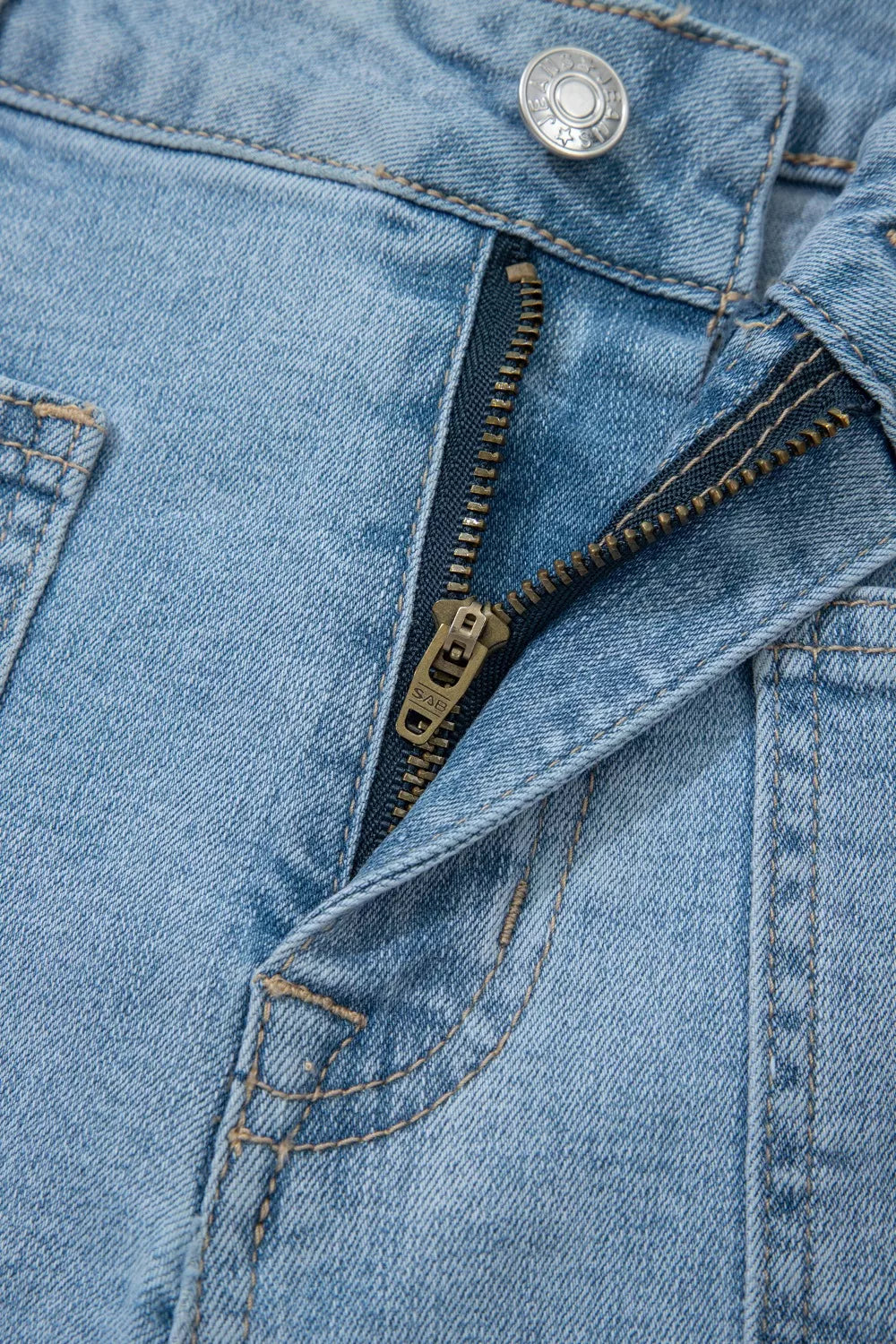 High Rise Patch Pocket Denim Shorts