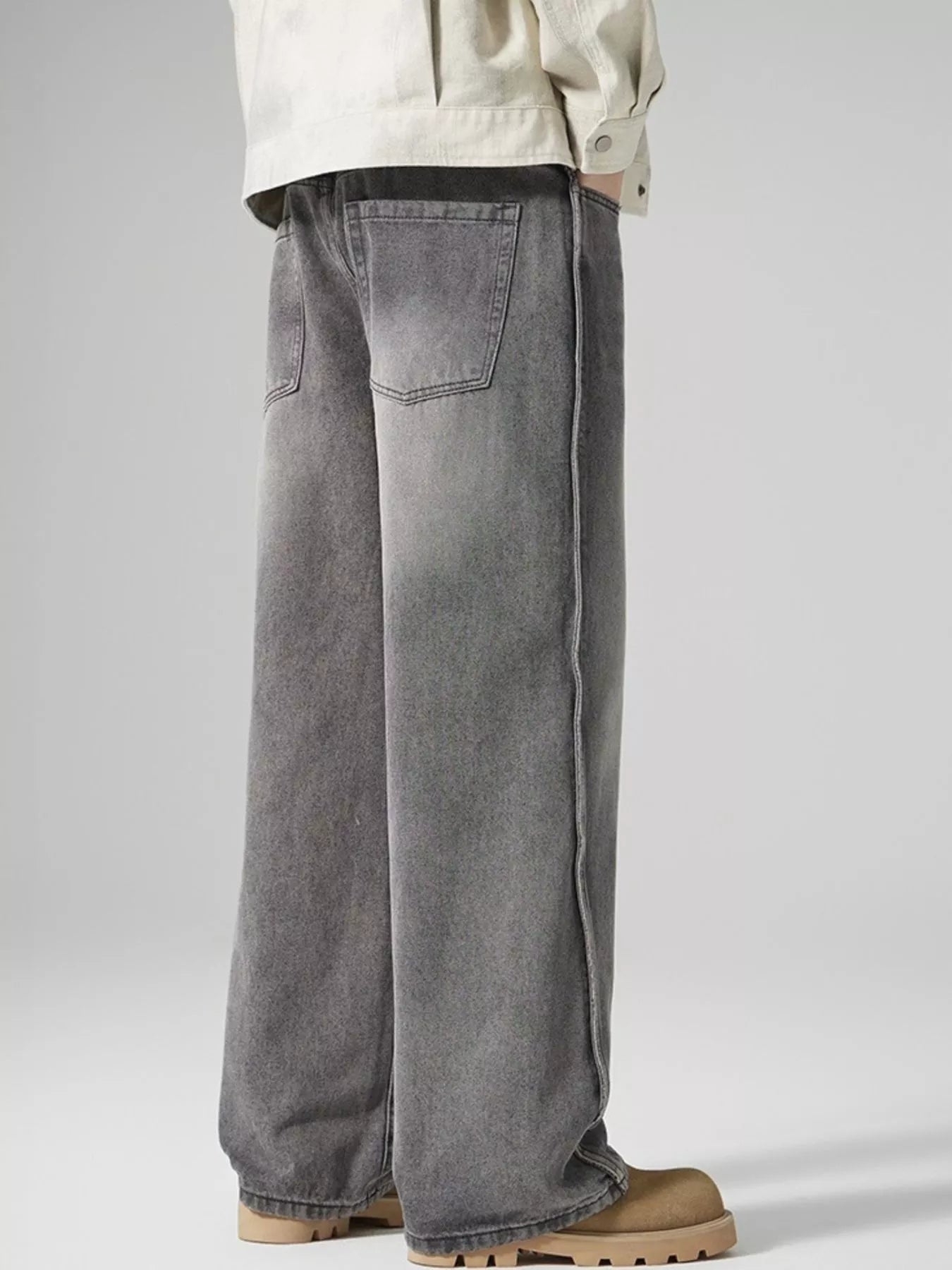 Men's Wash Wide Leg Jeans