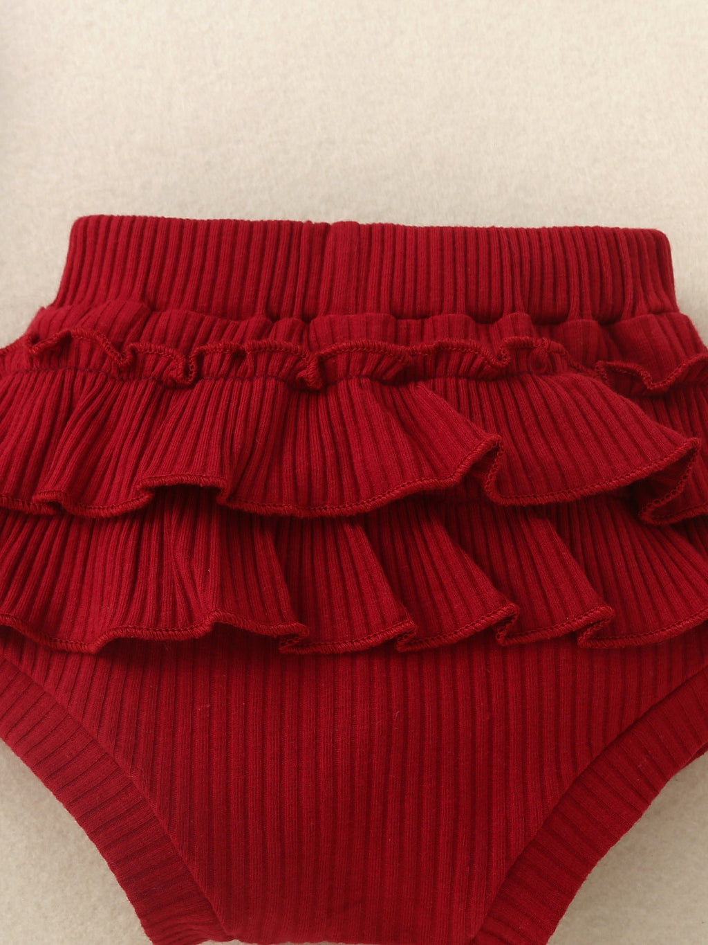Children's Ribbed Ruffle Trim Bodysuit & Shorts Set