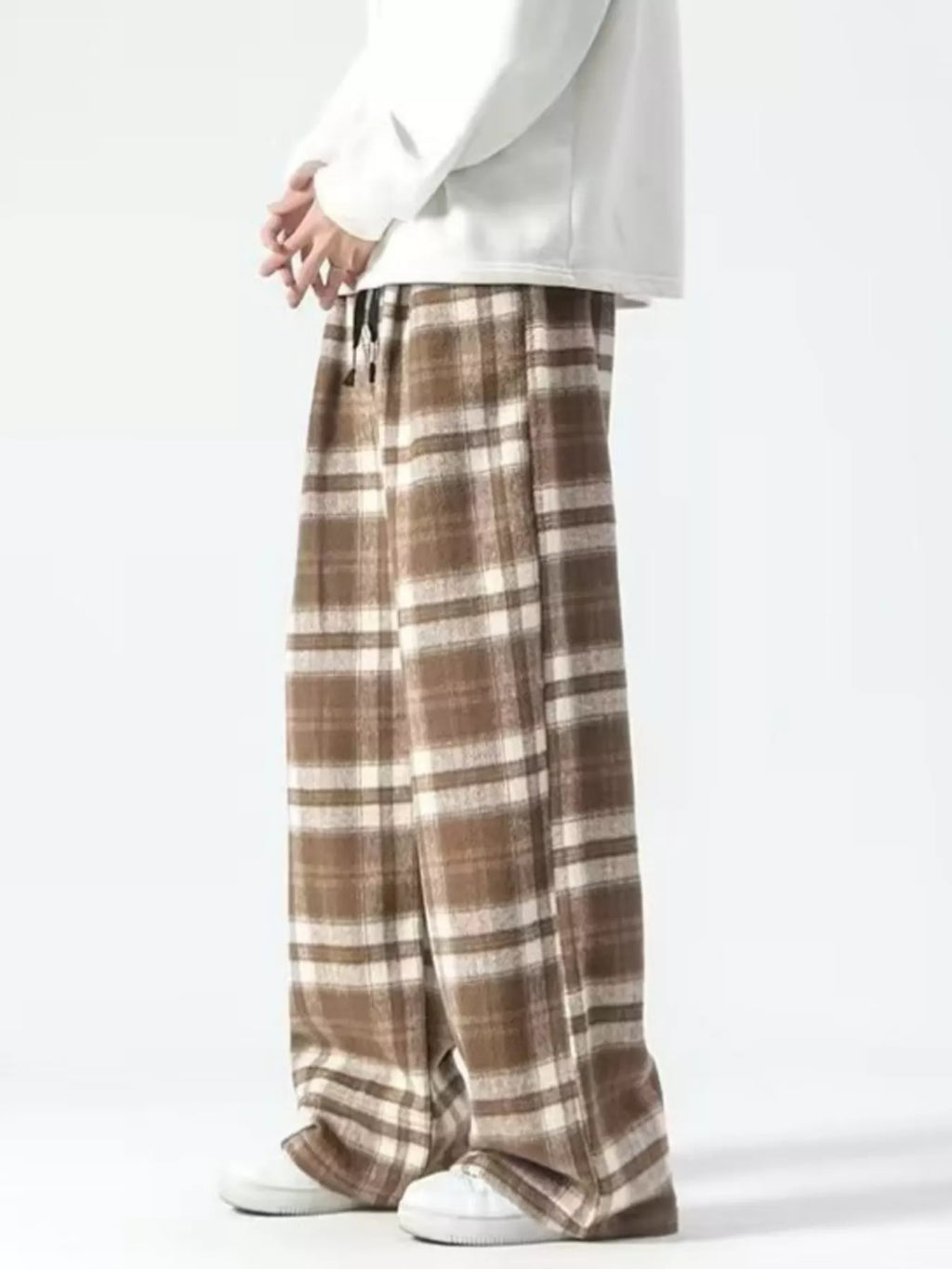 Men's Plus Size Vintage Plaid Wide Leg Pants