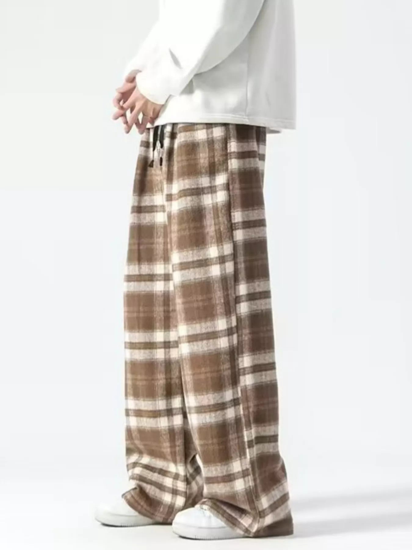 Men's Plus Size Vintage Plaid Wide Leg Pants