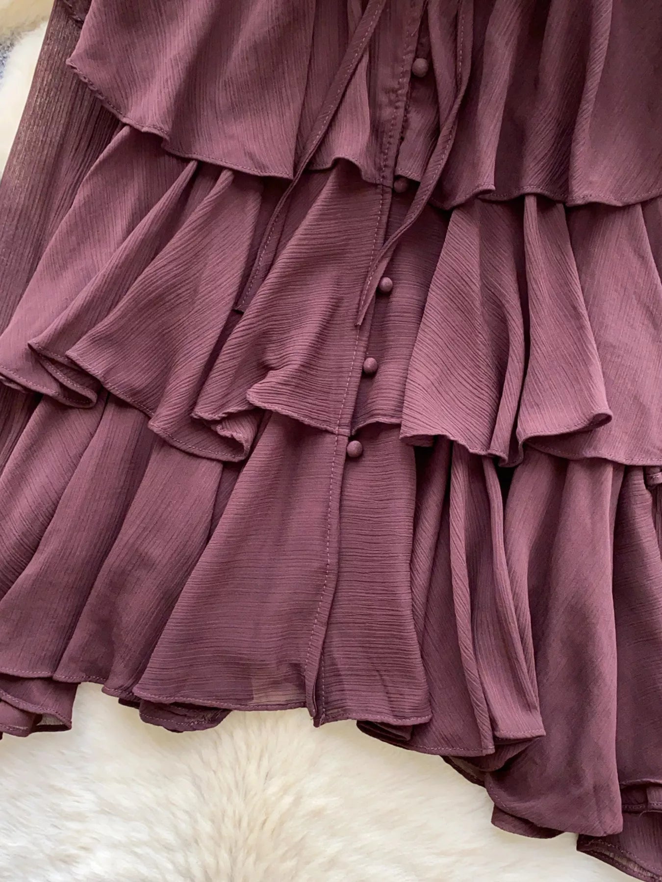Ruffle Tiered Chiffon Blouse