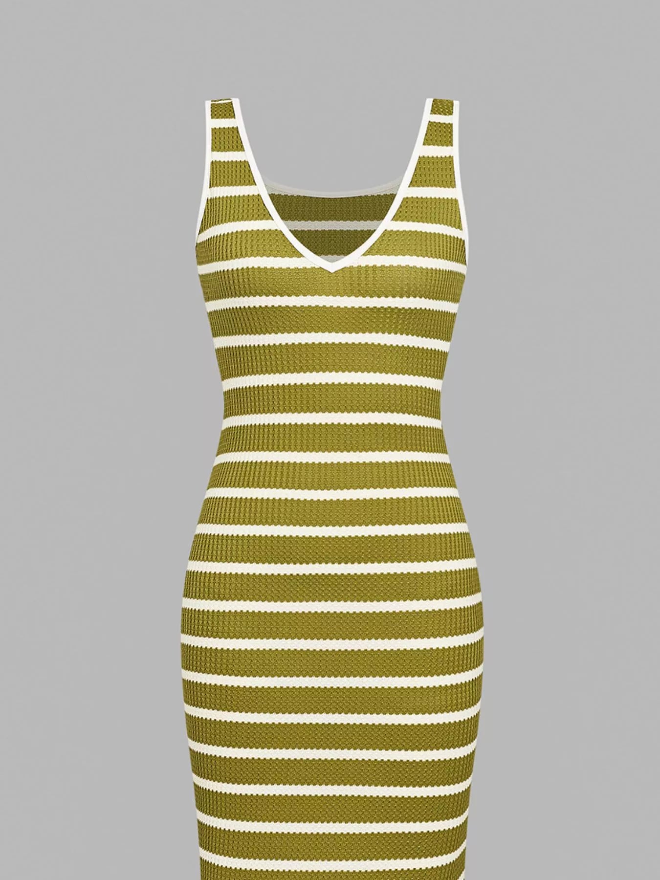 Striped Bodycon Knit Midi Dress