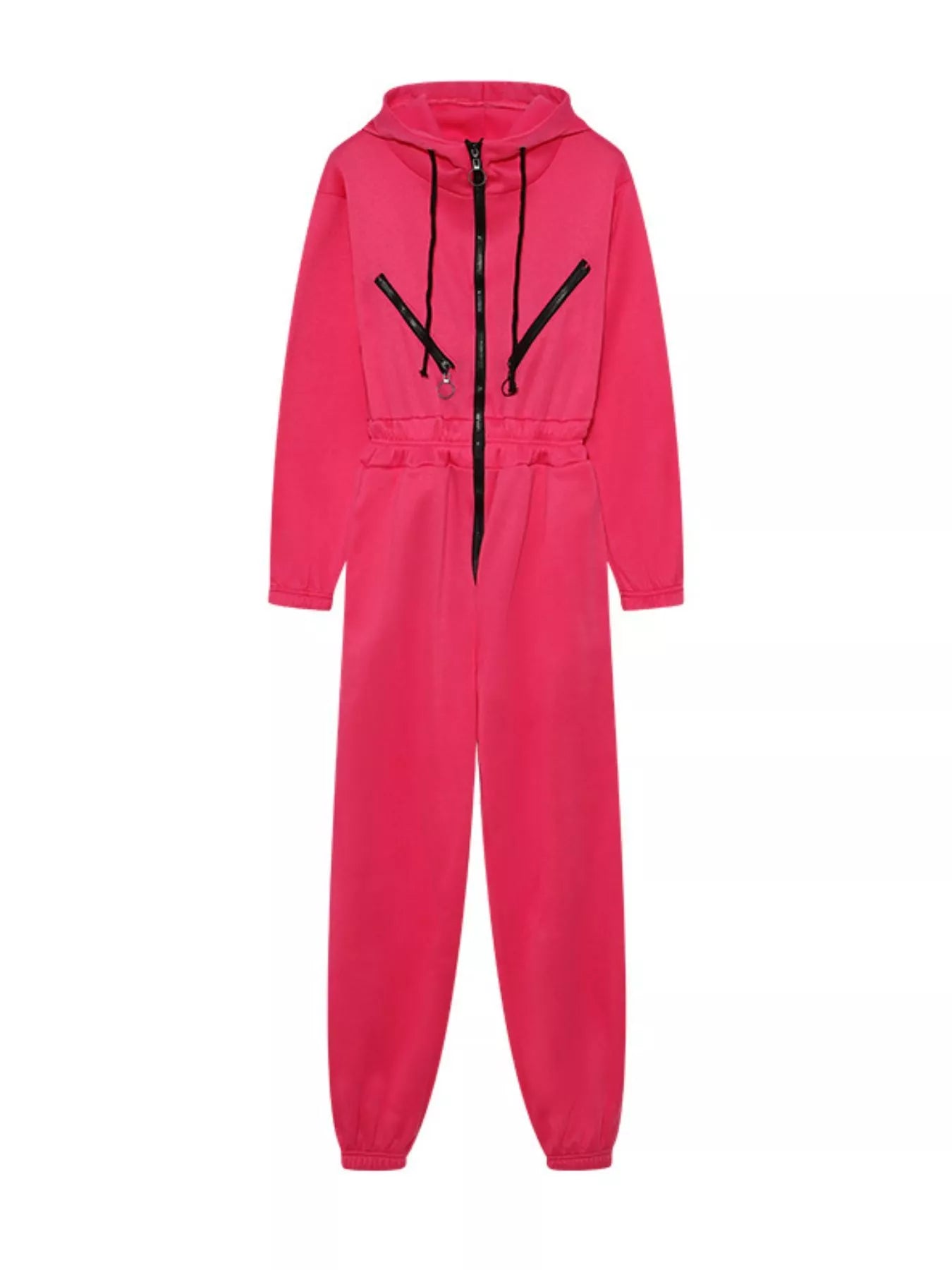 Hooded Zip-Up Long Sleeve Jumpsuit