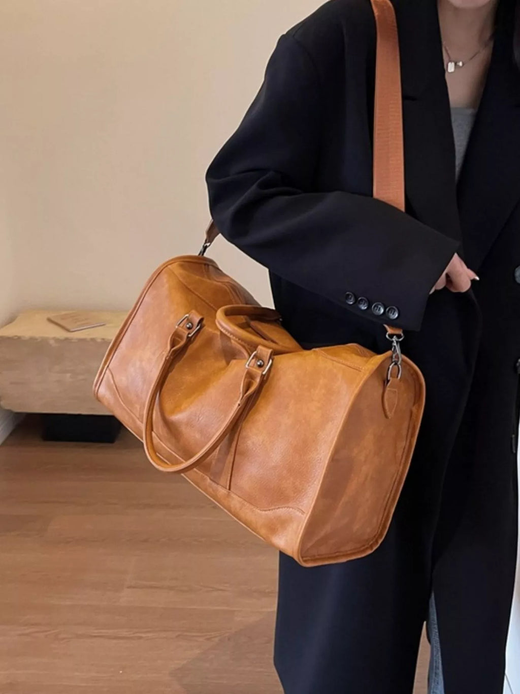 Vintage Leather Duffle Bag
