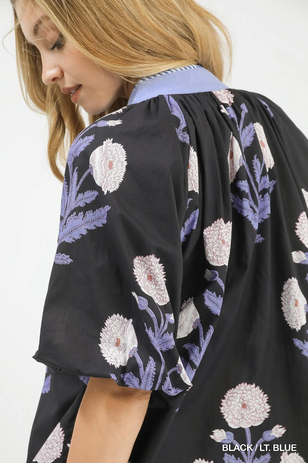 Umgee Floral Print V-Neck Top