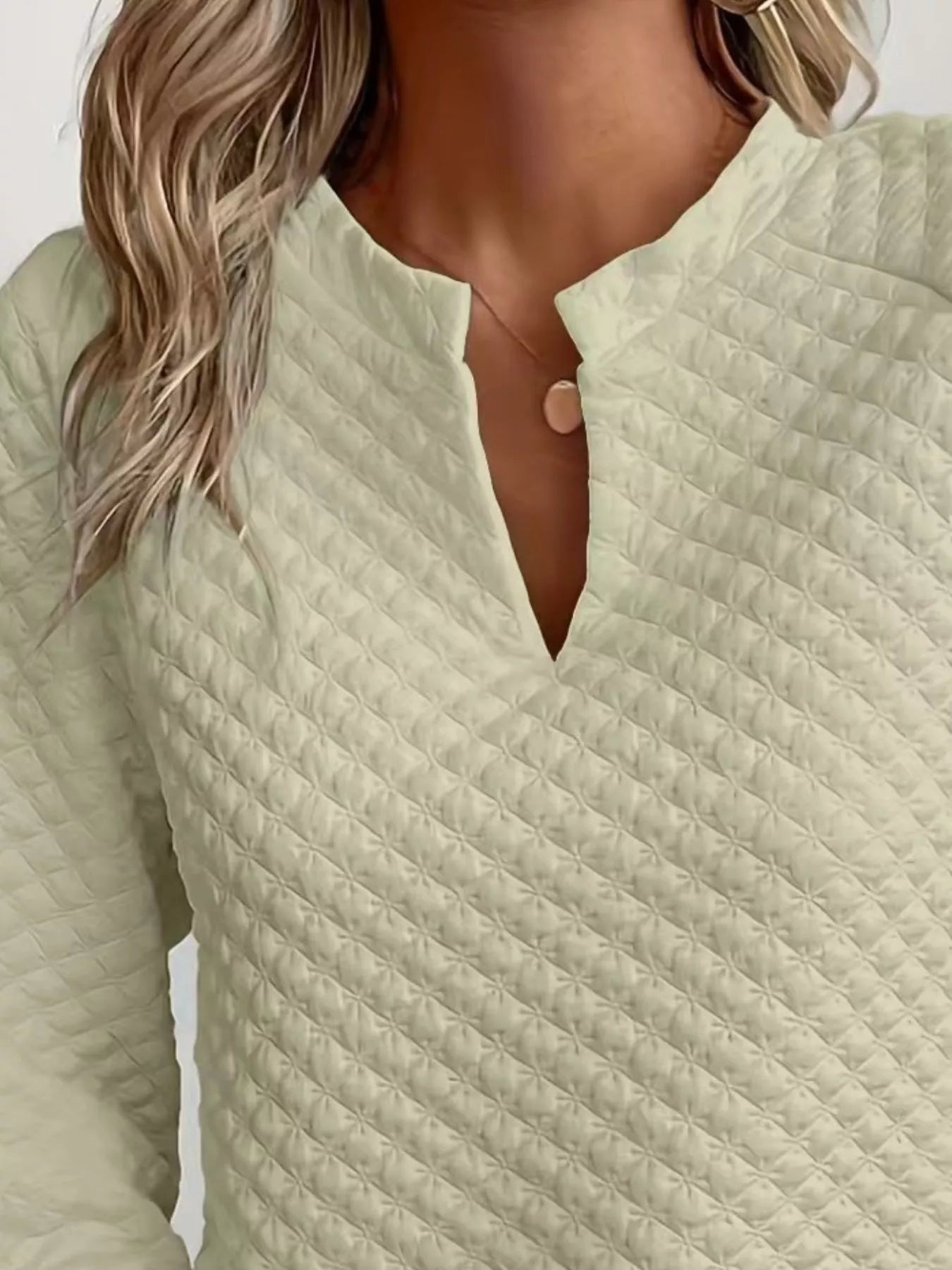 Textured Notched Raglan Sleeve Sweatshirt