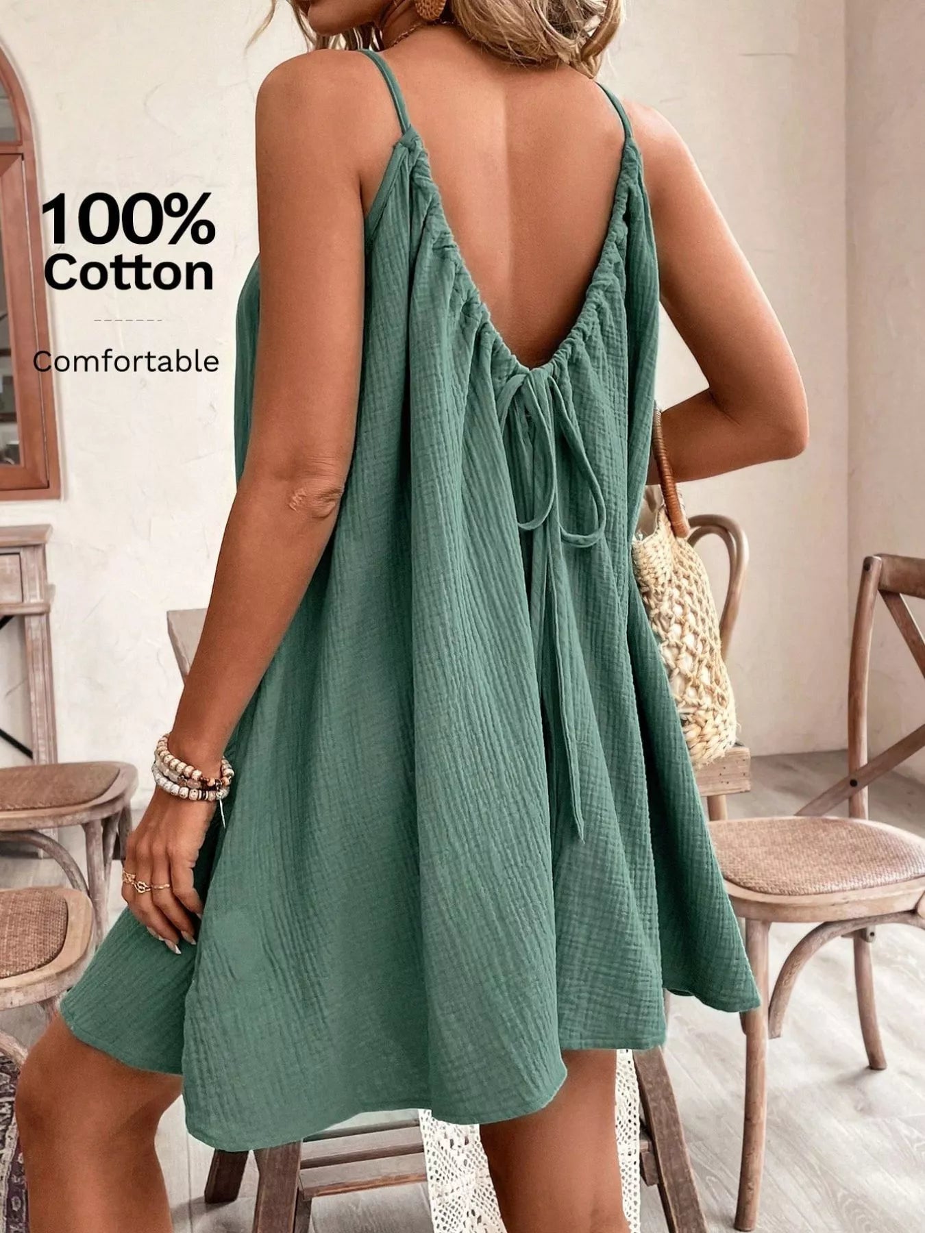 Casual Loose Spaghetti Strap Mini Dress