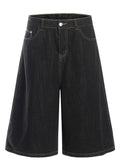 Men's Wide Leg Wash Denim Shorts