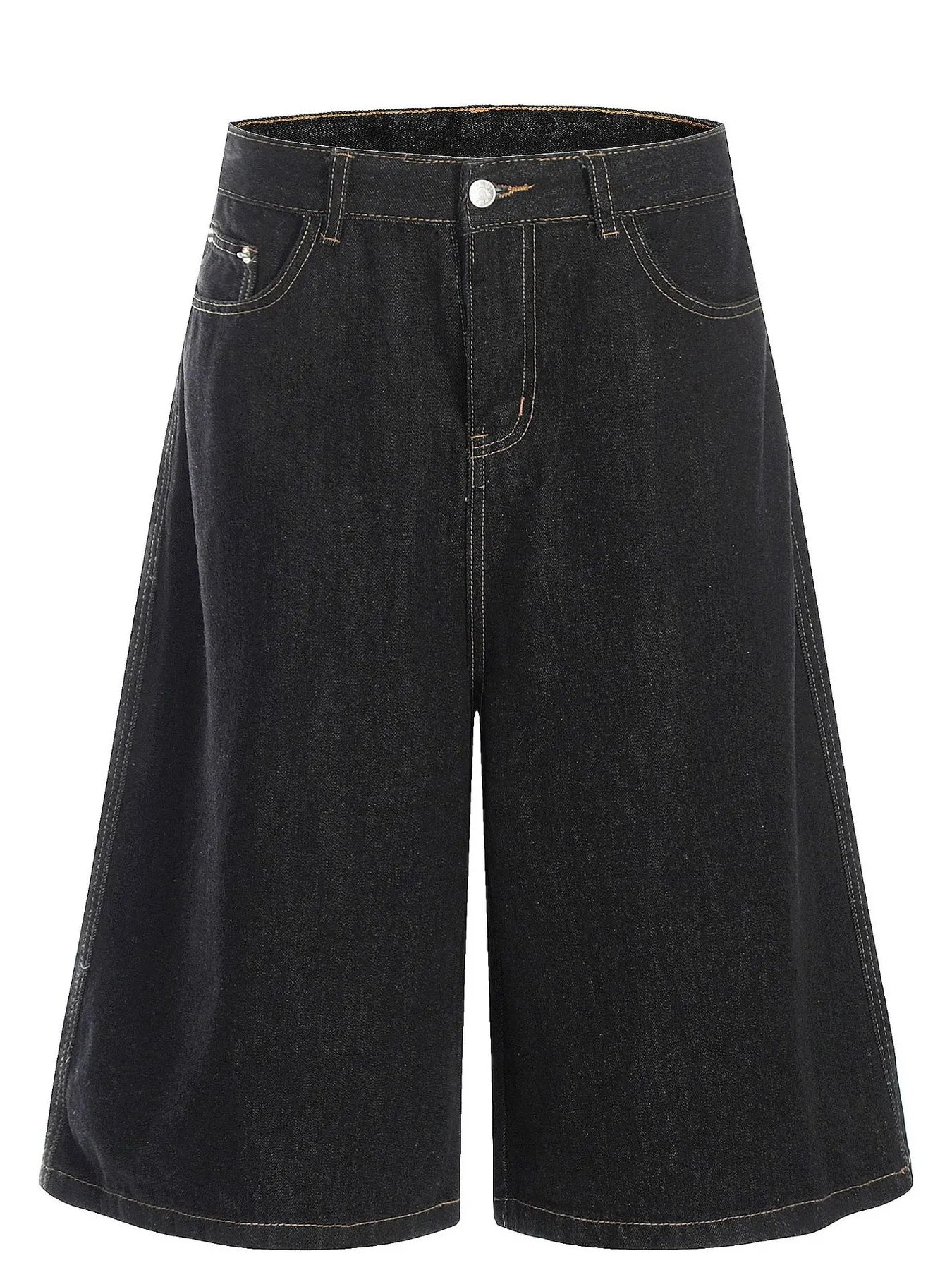 Men's Wide Leg Wash Denim Shorts