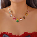 18K Gold-Plated Resin Christmas Theme Necklace