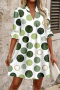 Polka Dot Print Flounced Half Sleeve Casual Vacation Style Mini Dress