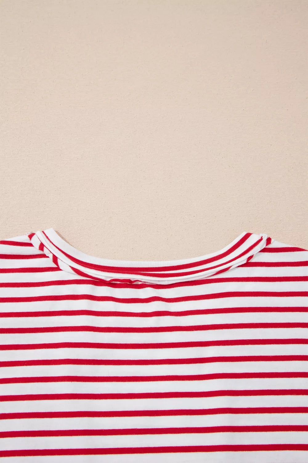 Stripe Floral Puff Sleeve Patchwork Round Neck Loose Top