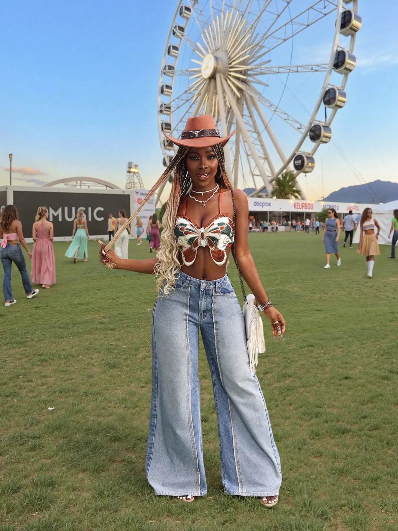 Patchwork Wide-Leg Jeans