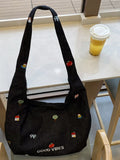 Embroidered Denim Crossbody Bag