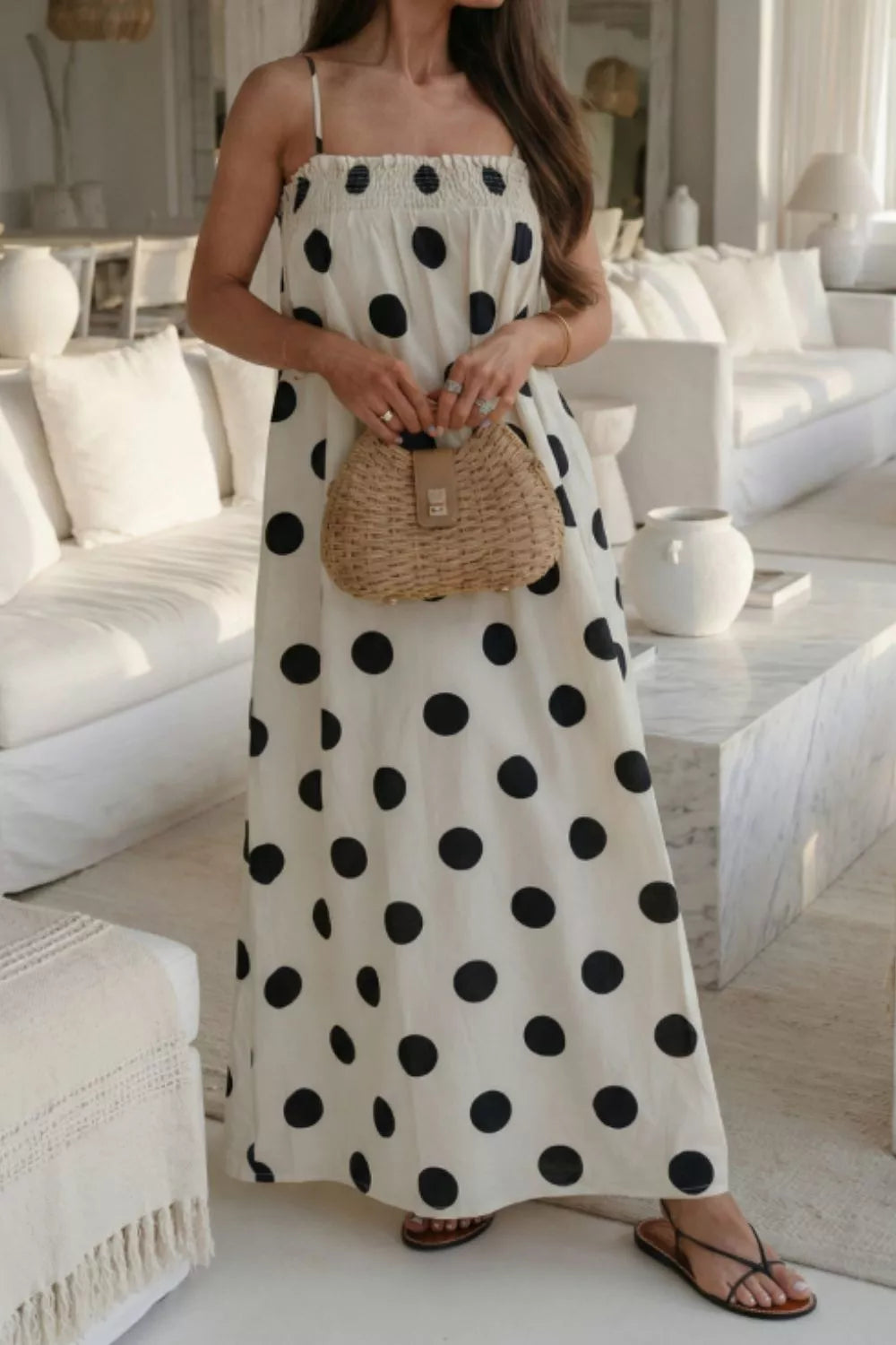 Polka Dot Spaghetti Straps Maxi Dress