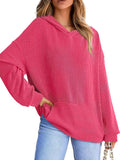 Ribbed Oversized Hoodie Sweatshirt with Pocket