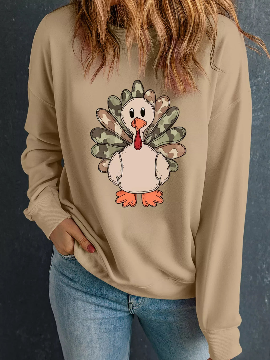 Camouflage Thanksgiving Turkey Graphic Sweatshirt