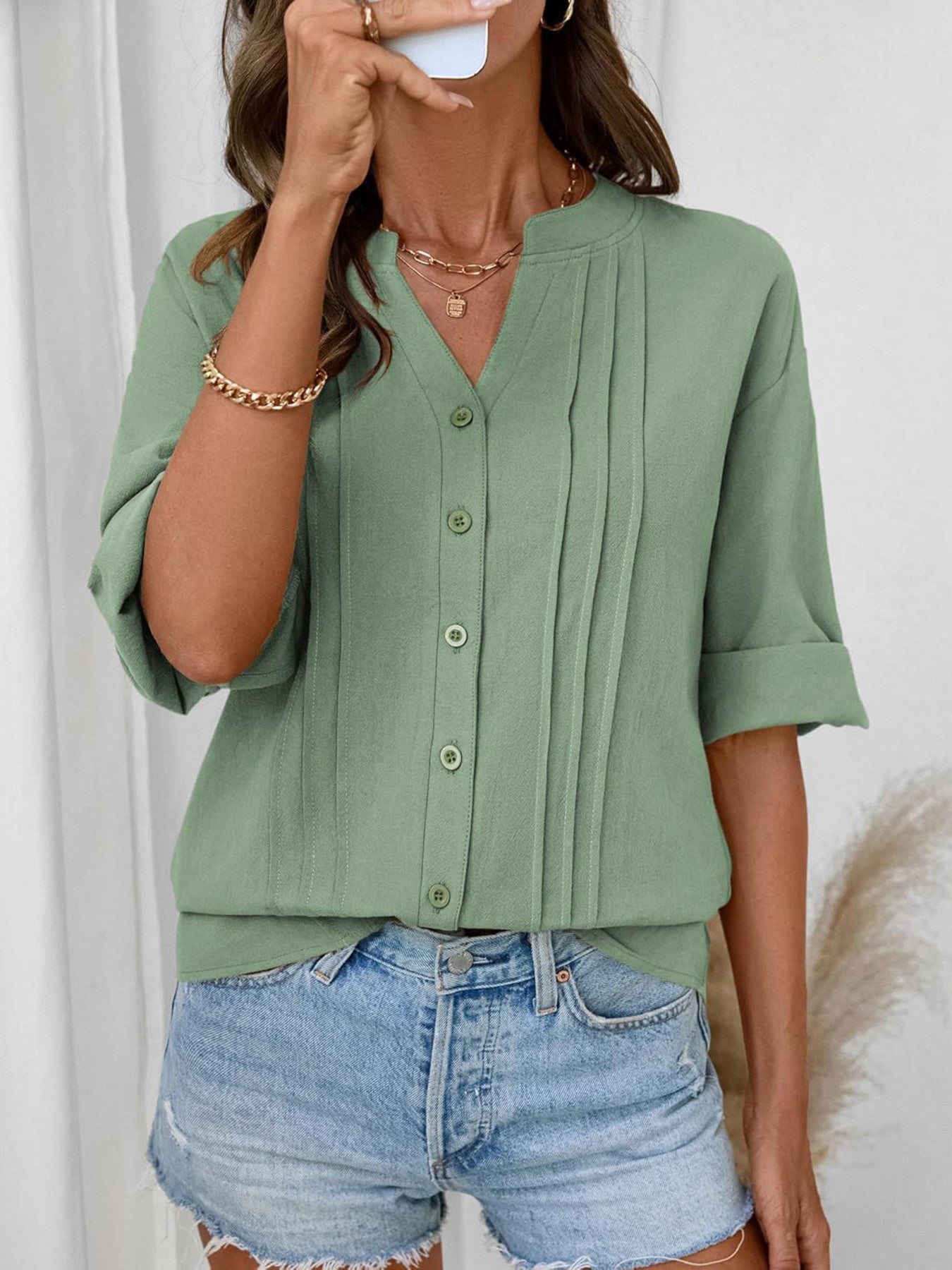 Button-Down Notched Shirt
