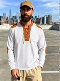 Men's Full Size Vintage Lace-Up Long Sleeve T-Shirt Plus Size