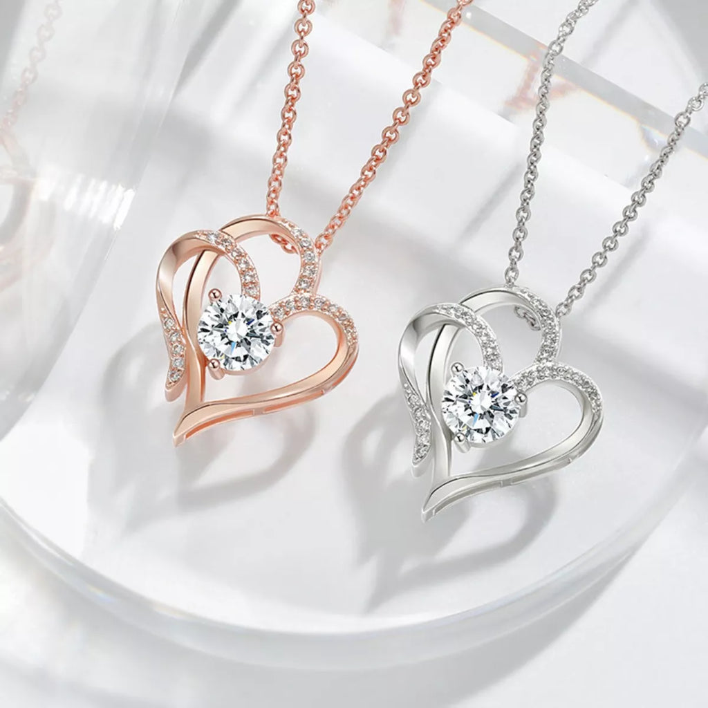 925 Sterling Silver Zircon Heart Necklace