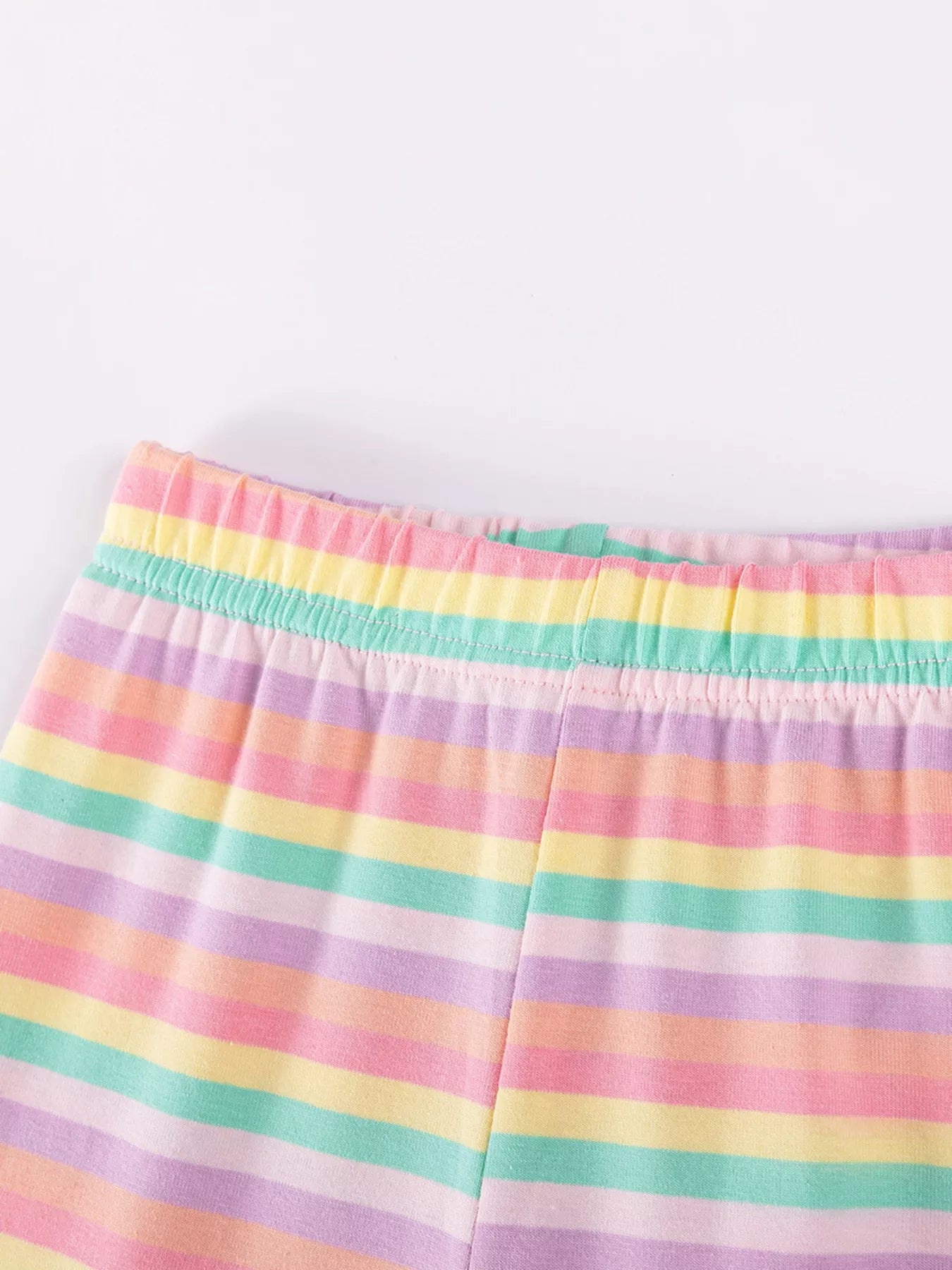 Children's Horse Applique Top & Rainbow Striped Pants Set