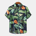 Men's Plus Size Tropical Leaf Print Hawaiian Short Sleeve Casual Shirt