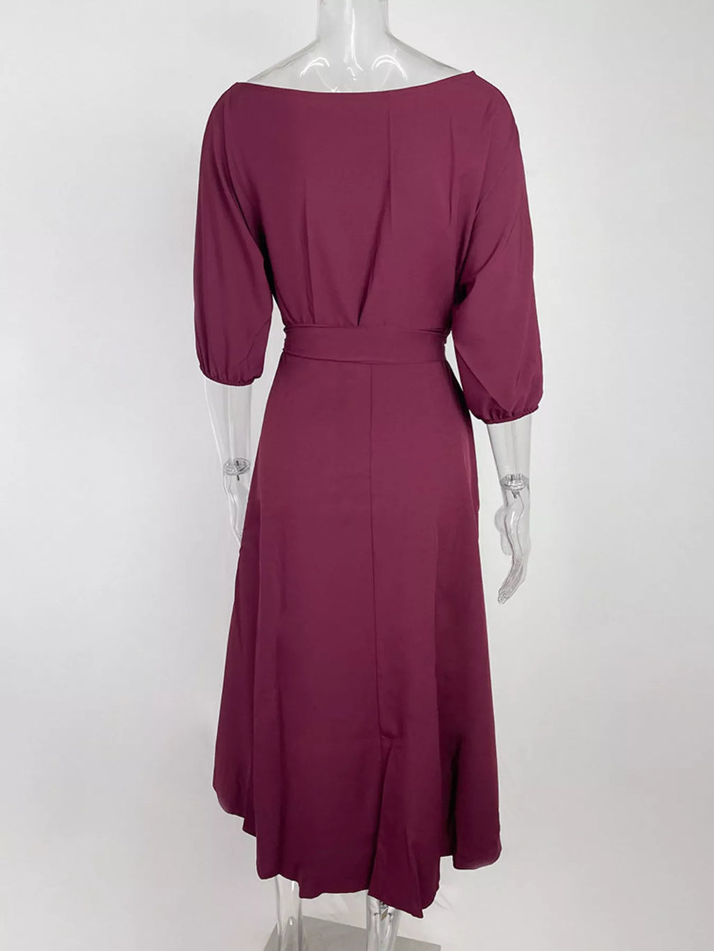 Boat Neck Tie Waist Dress