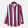 Men's Striped Button Up Long Sleeve Shirt