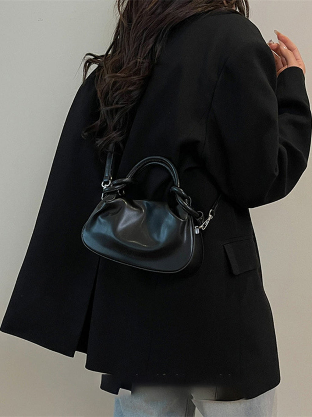 Knot Handle Ruched Crossbody Bag