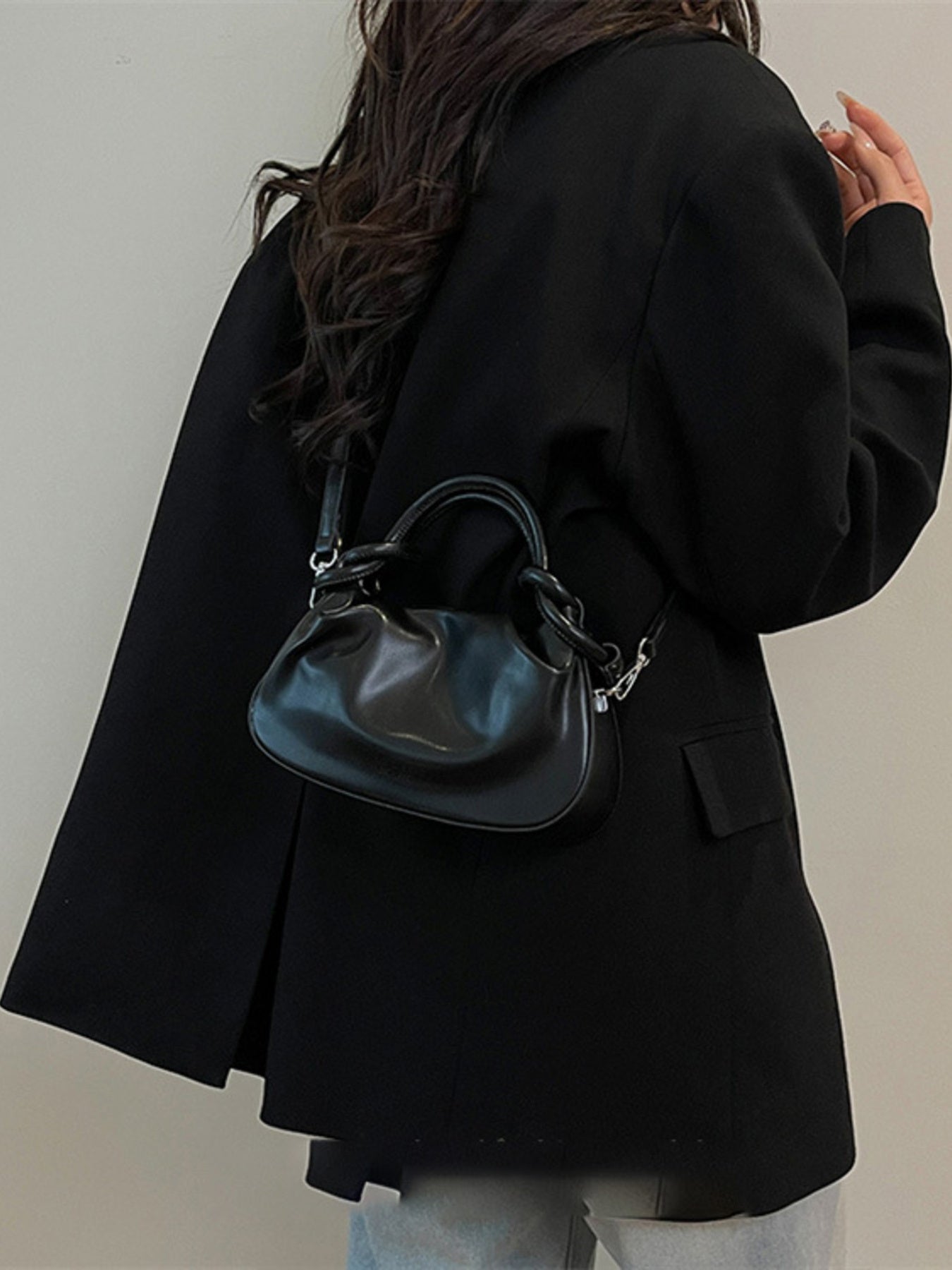 Knot Handle Ruched Crossbody Bag