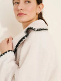 Sherpa Contrast Trim Button Up Outerwear