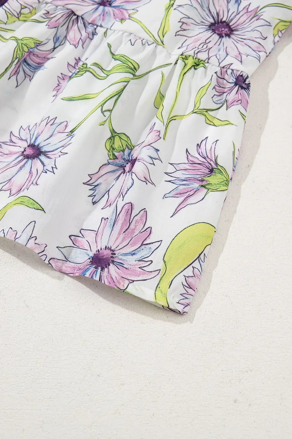 Floral Print Flounce Sleeve Peplum Blouse