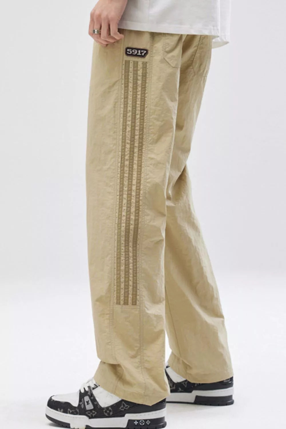 Men's Full Size Casual Loose-Fit Pants with Side Stripes Plus Size