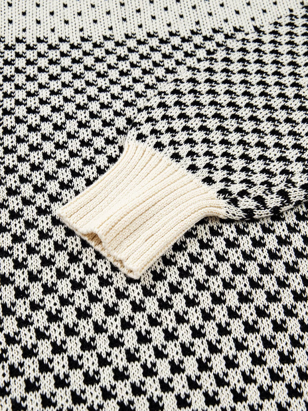 Contrast Color Pattern Lantern Sleeve Sweater