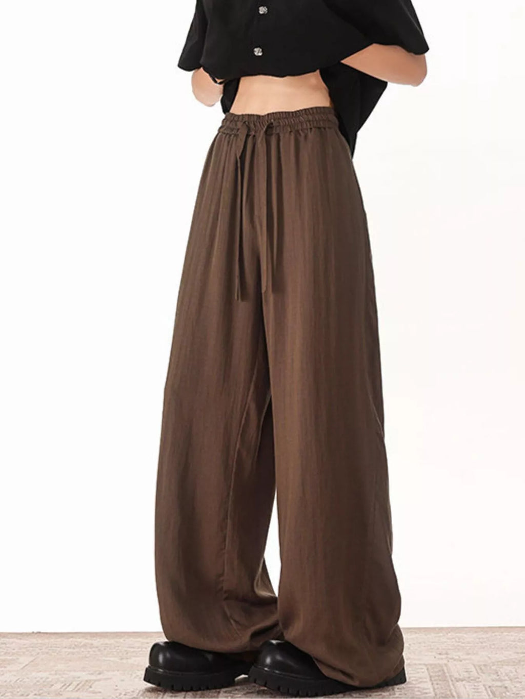 Men's Plus Size Wide Leg Drawstring Pants
