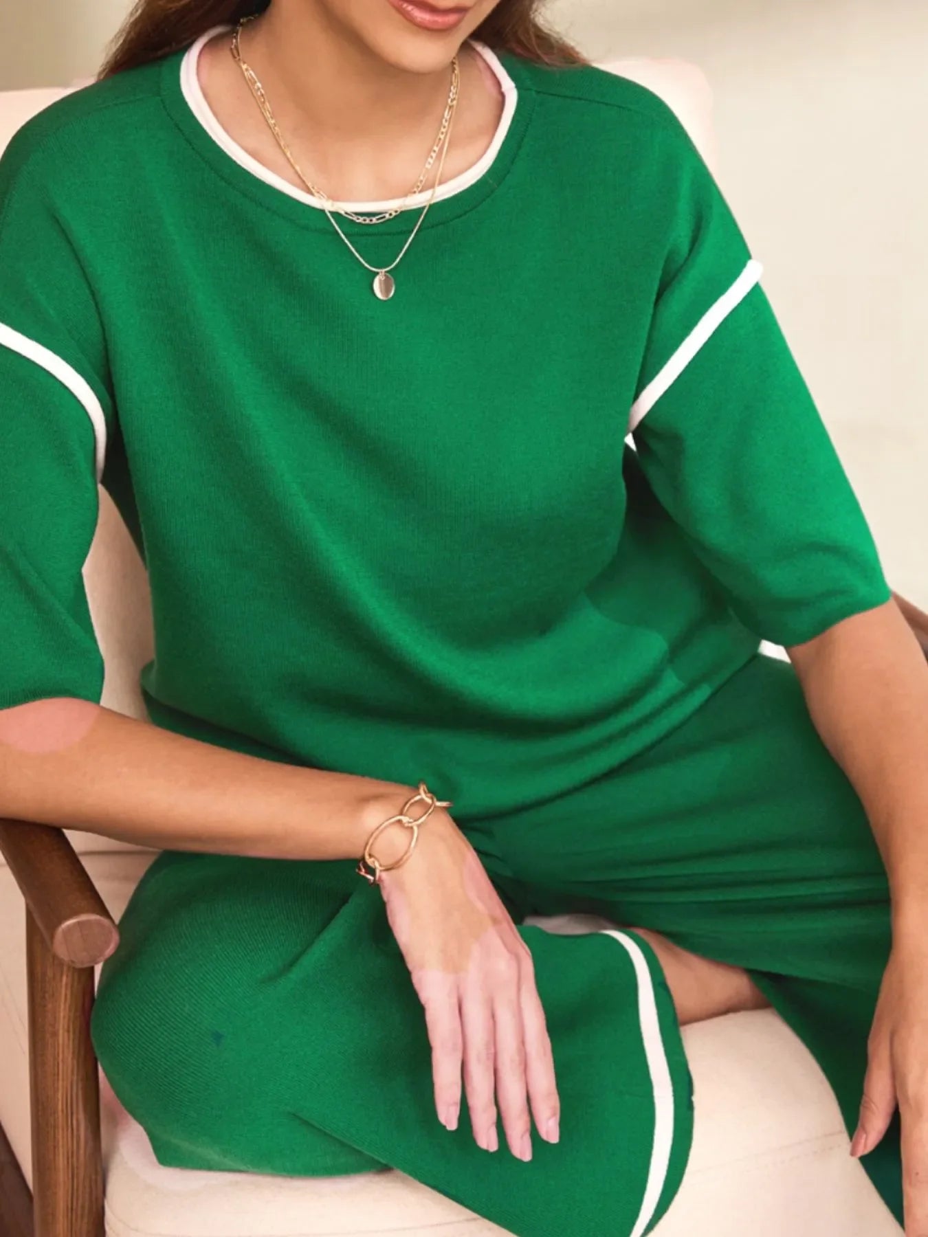 Contrast Trim T-Shirt and Drawstring Pants Set