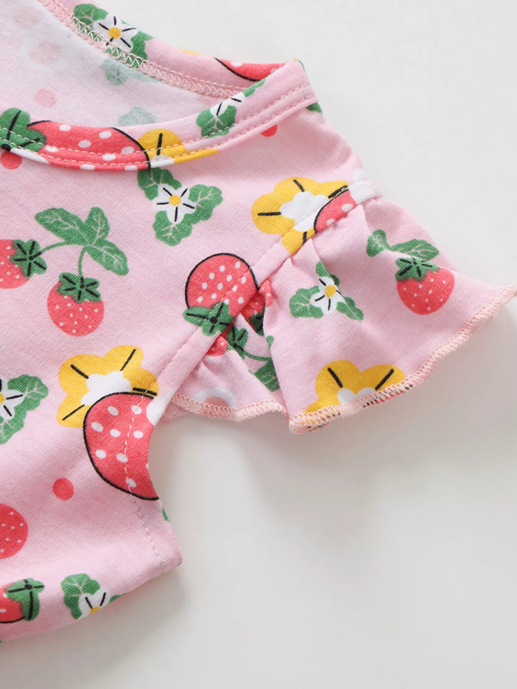 Children's Strawberry Print Ruffle Sleeve Dress
