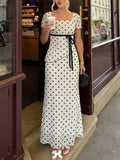 Polka Dot Square Neck Top and Skirt Set