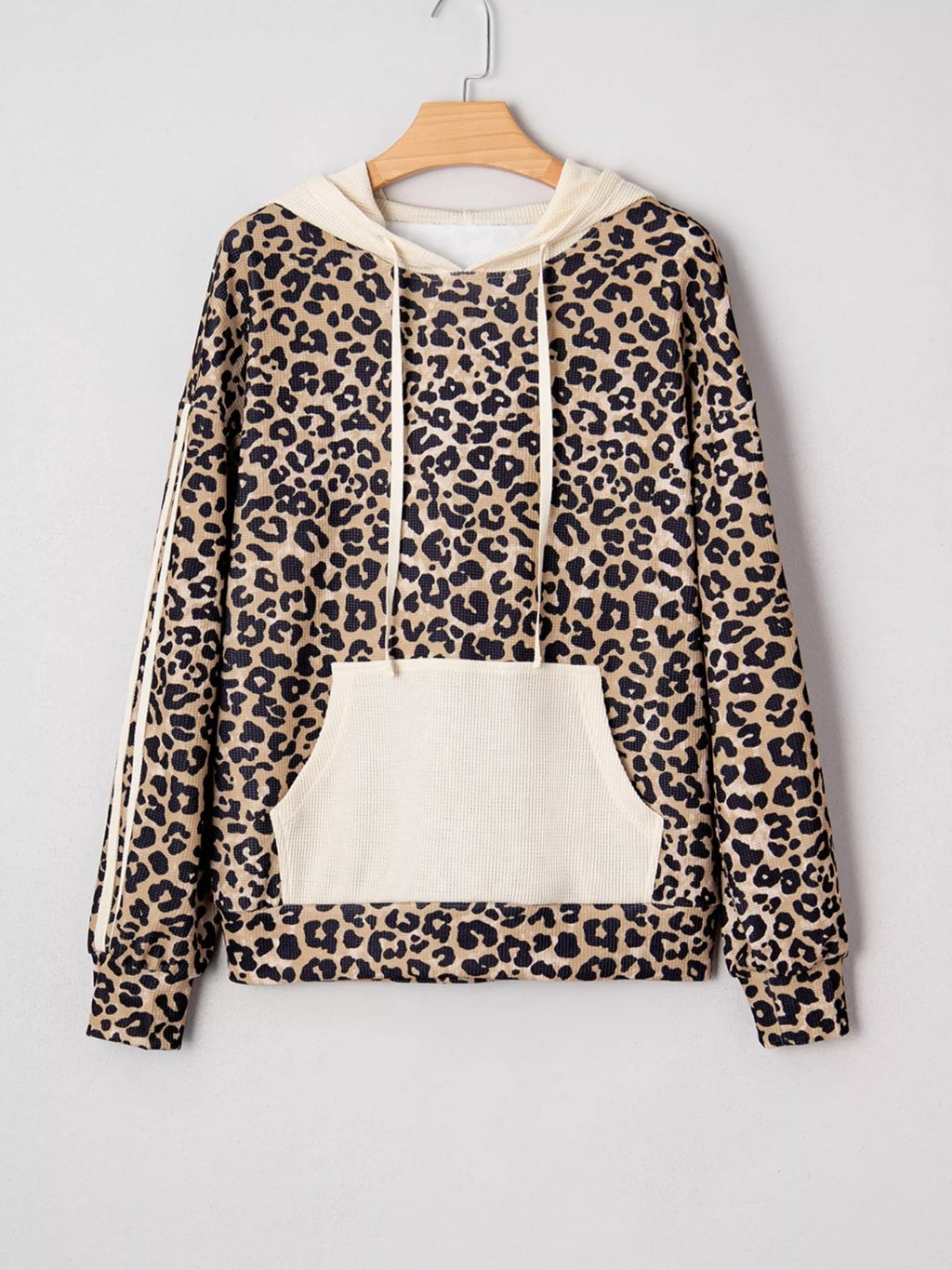 Leopard Print Long Sleeve Hoodie with Pocket