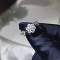 925 Sterling Silver Moissanite Flower Ring