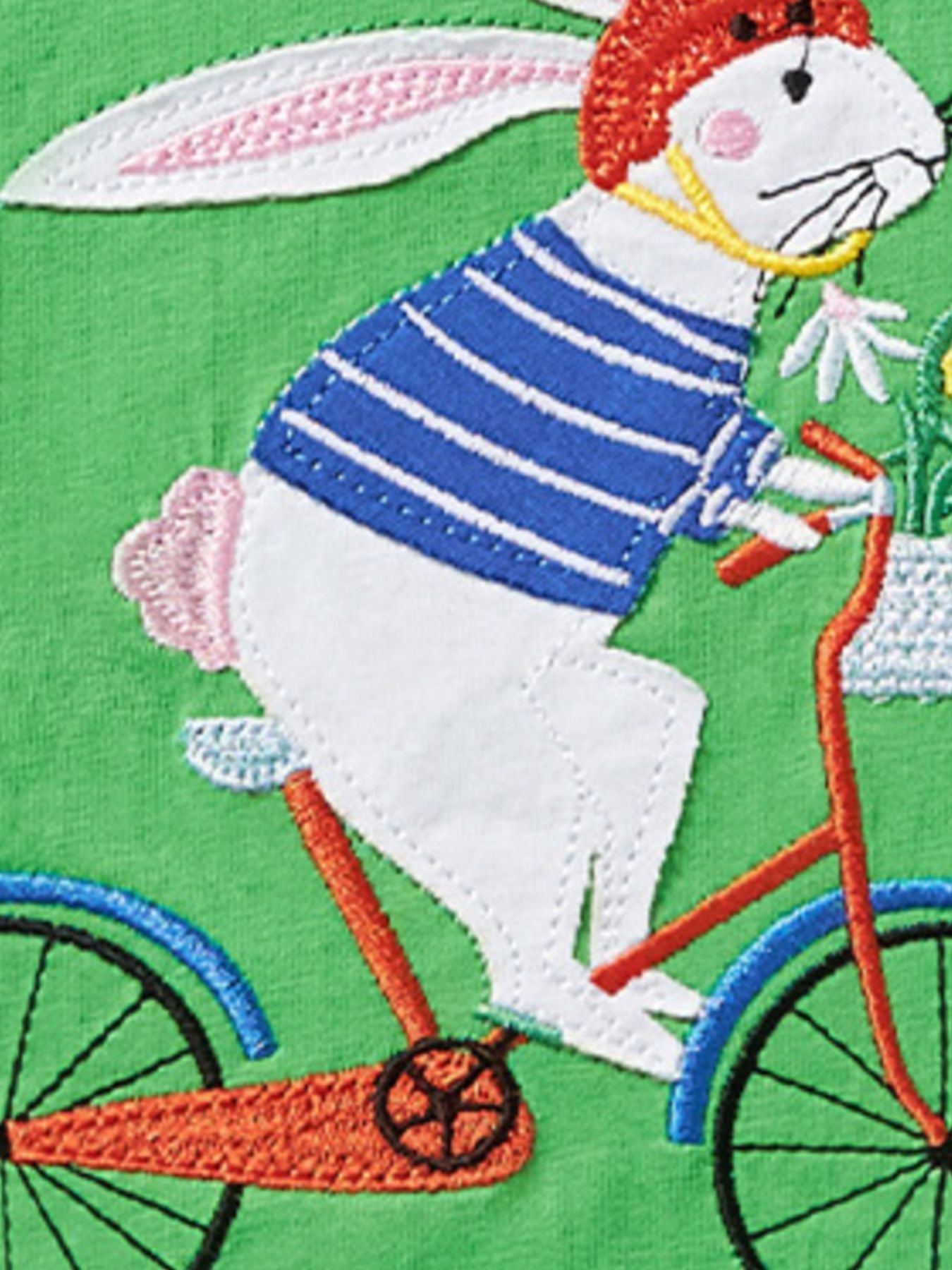 Children's Rabbit Embroidered Cap Sleeve T-Shirt