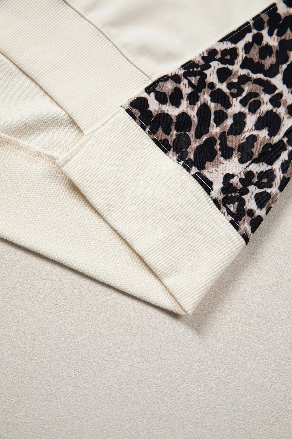 Leopard Block Patchwork Uneven Hem Short Sleeve Top
