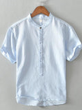Men's Full Size Casual Button Detail Short Sleeve Blouse Plus Size