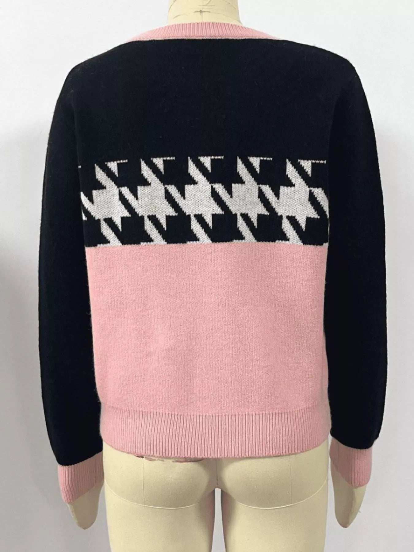 Color Block Houndstooth Sweater