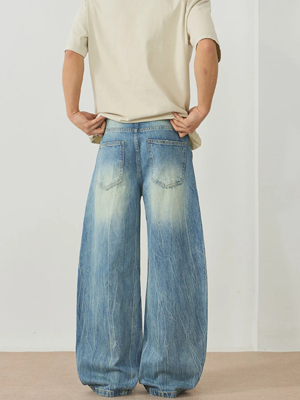 Men's Wash Wide Leg Jeans